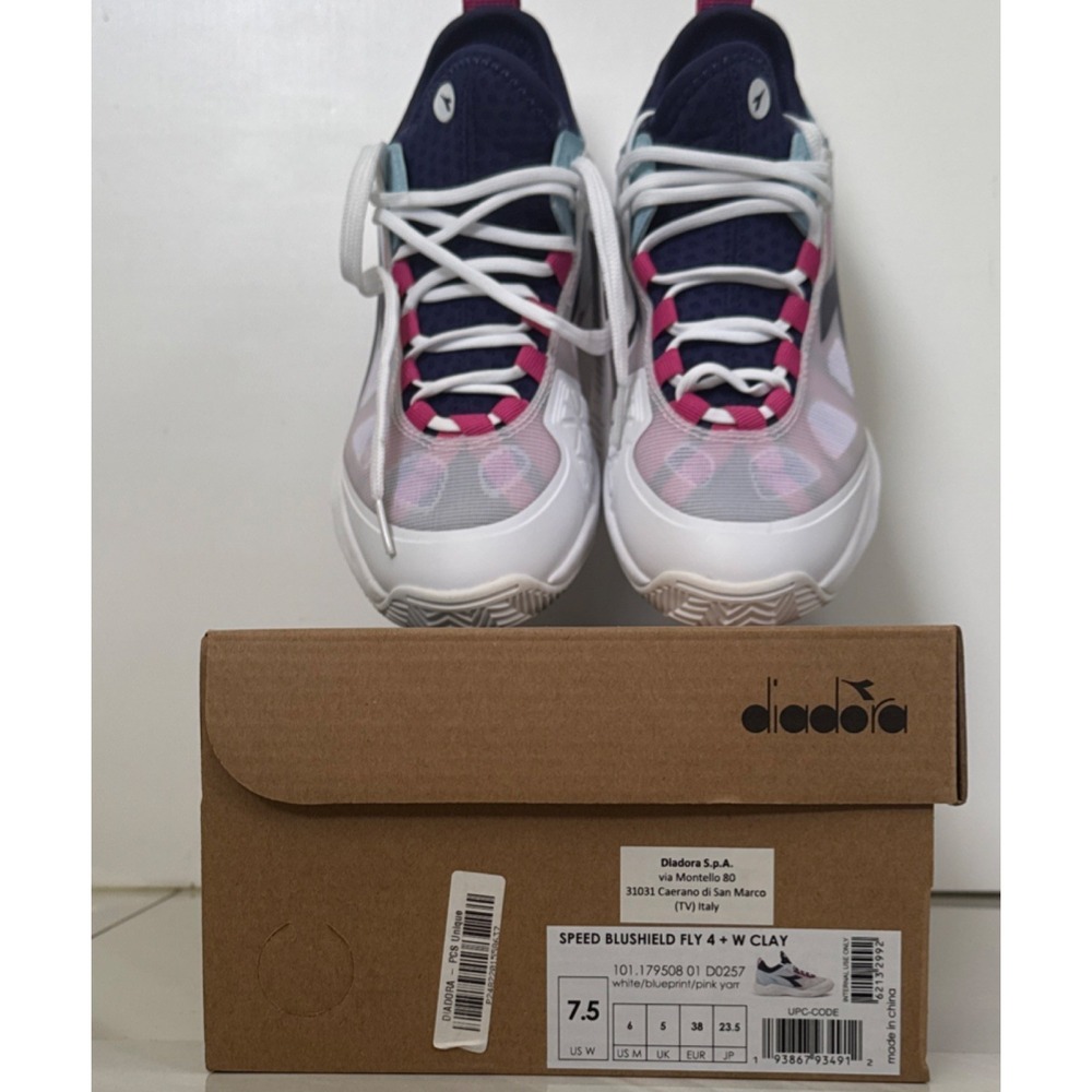 Diadora Women Tennis Shoes Speed Blushield Fly 4 AG Clay White/Navy/Pink US 7.5 - Picture 8 of 8